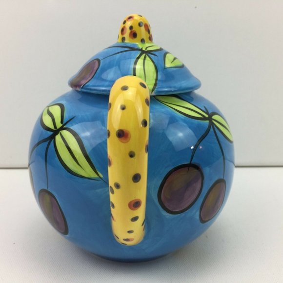 Renardi Cherry Print Espirt Designed By Pakita Ferrer Blue Teapot - Picture 4 of 12
